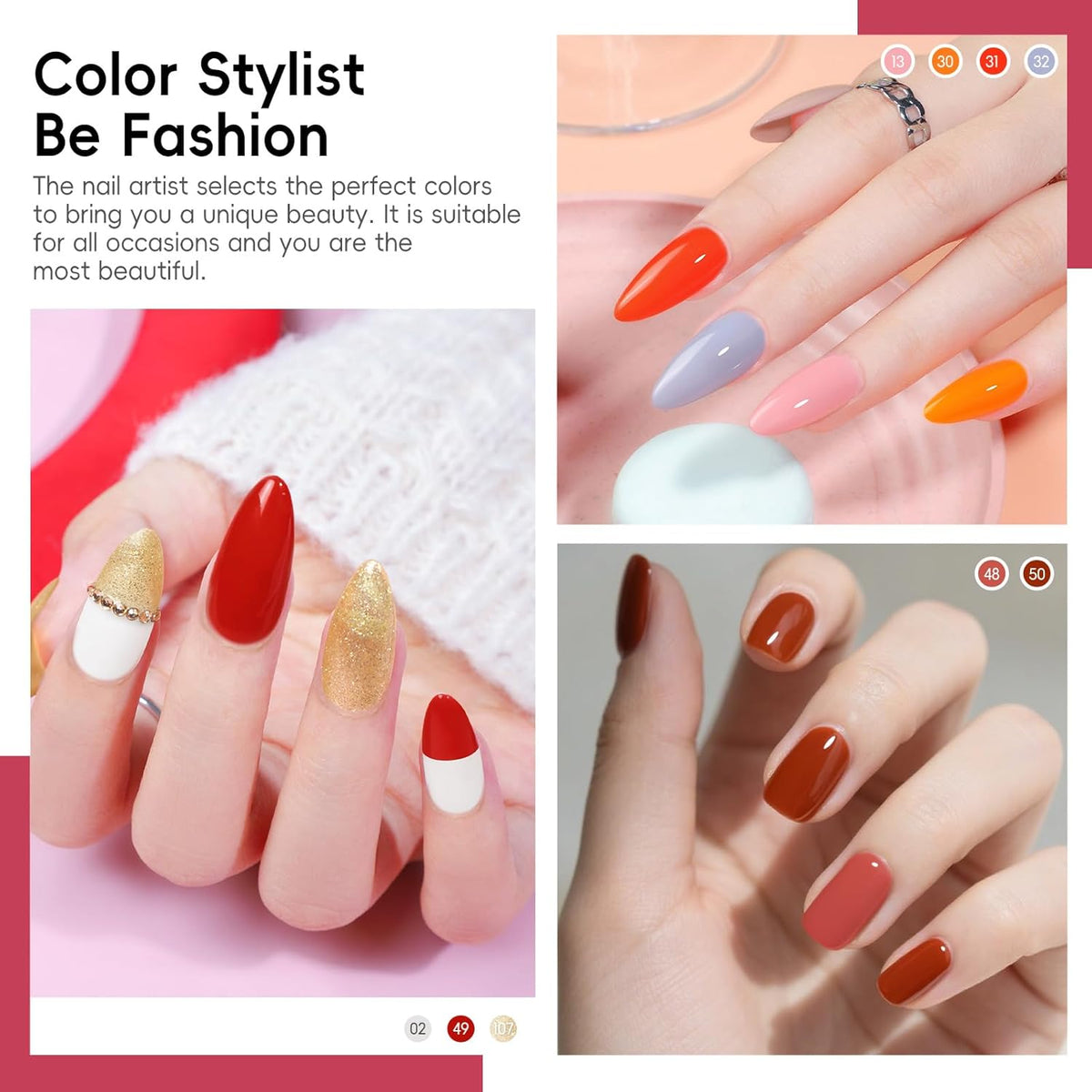COSCELIA Juego de 40 esmaltes de uñas de gel, 35 colores de esmalte...