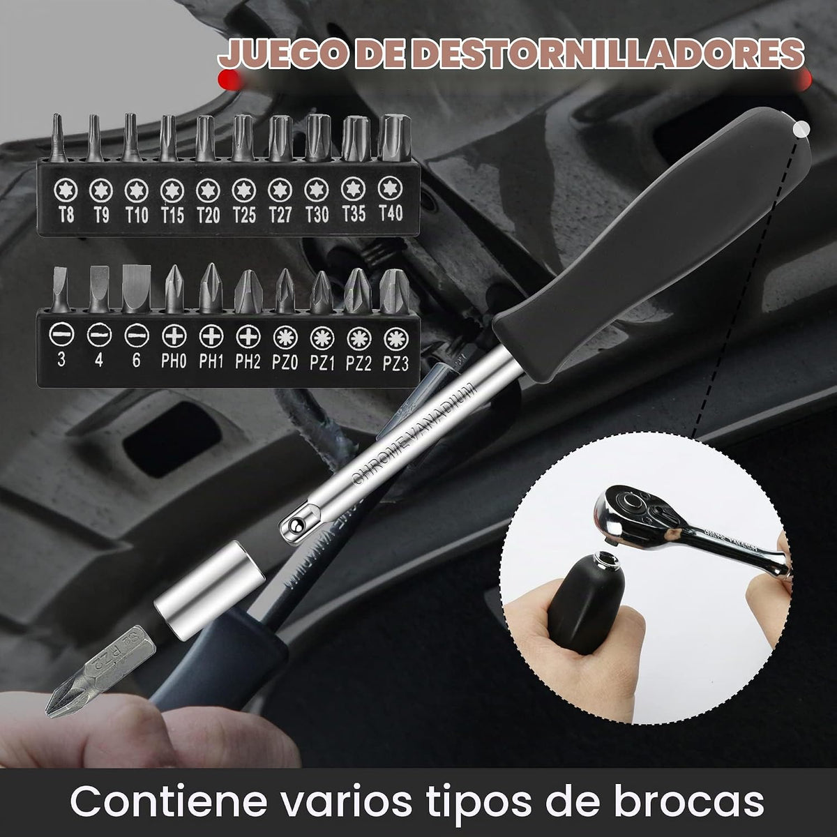 YIYITOOLS Juego de 74 llaves de vaso de 1/4 de pulgada, juego de llaves maestras de 1/4 pulgadas con trinquetes, extensiones con juego de brocas de 1/4 de pulgada, junta universal (5/32 pulgadas -