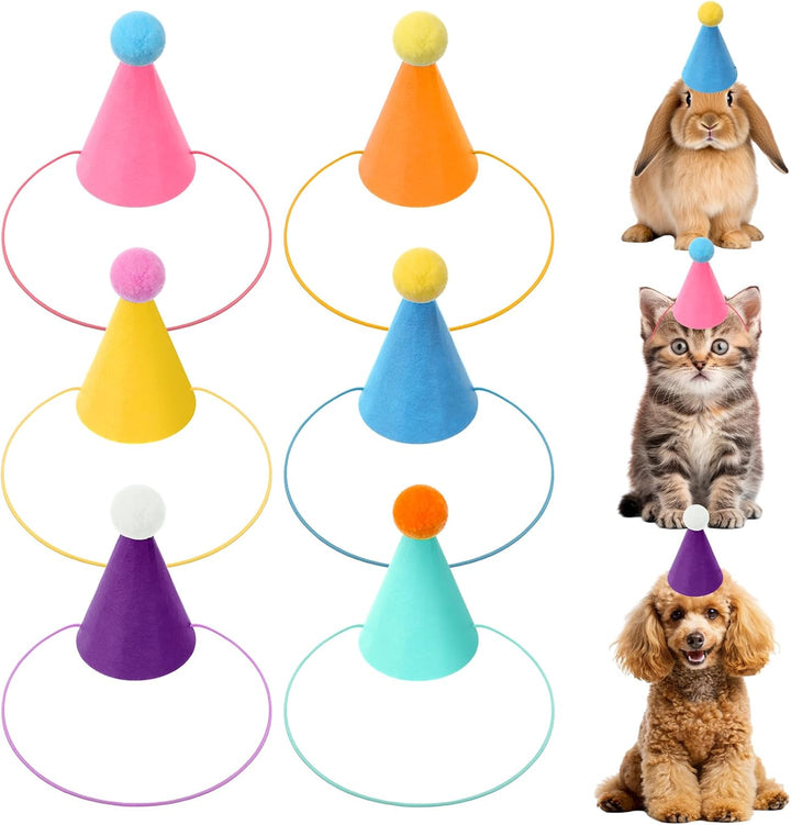 6 sombreros de cumpleaños pequeños para animales de