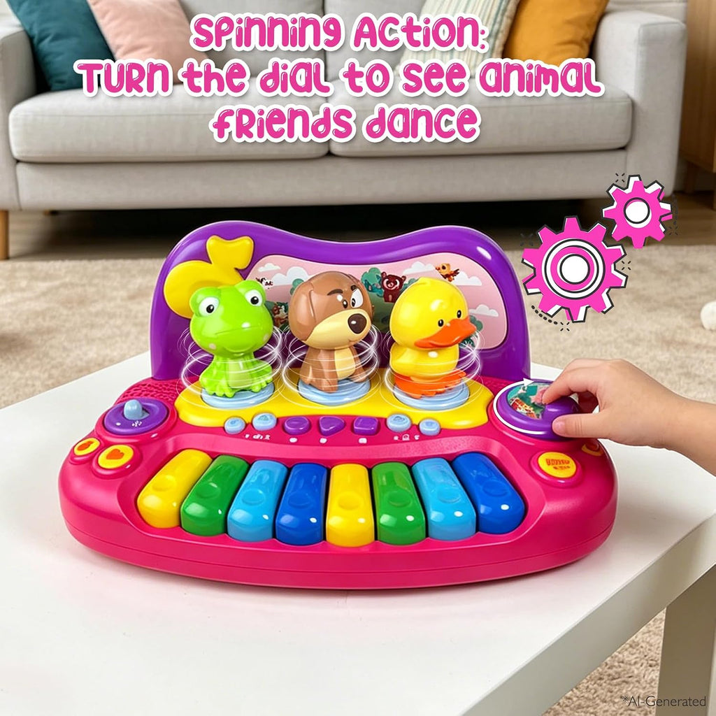 Sealive Piano para Niños Pequeños, Teclado Musical con Animales Giratorios, Grabación