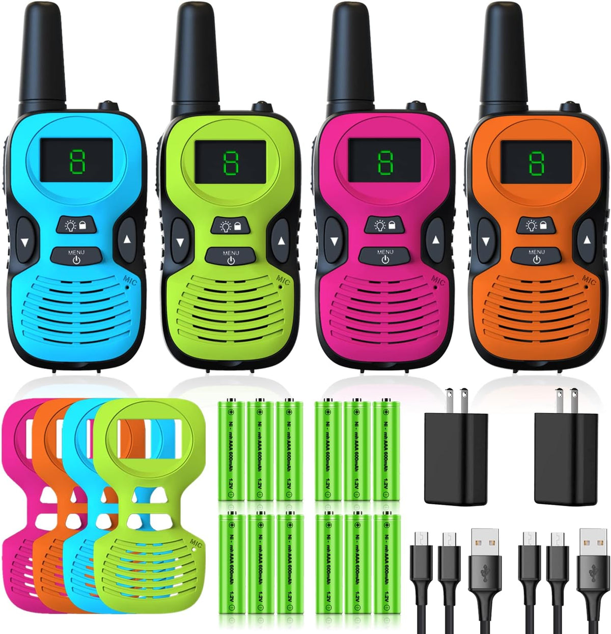 Walkie Talkies para Kids Rechargeable 4 Pack - Outdoor Hiking Camping Toys