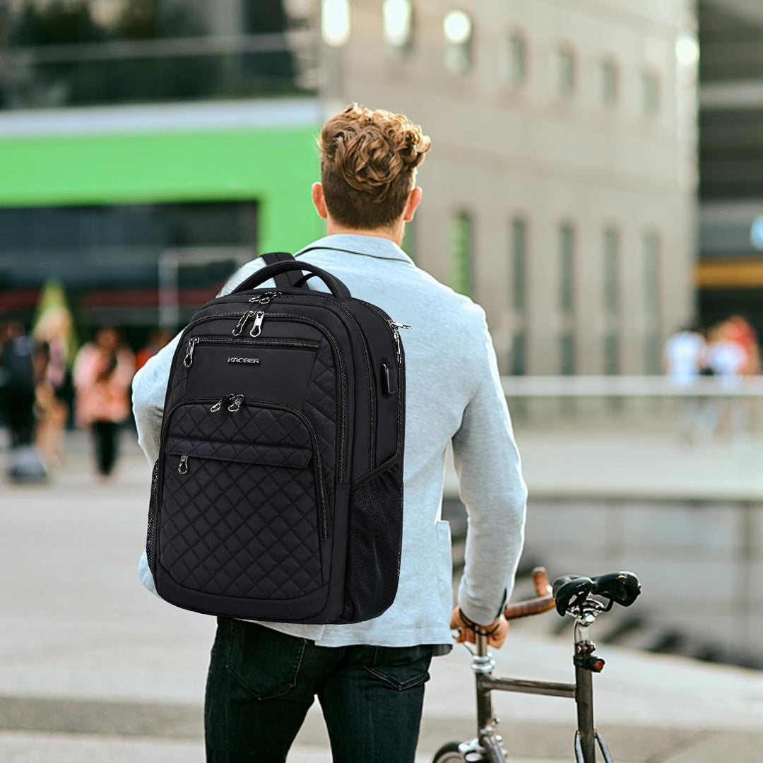 KROSER Mochila de viaje para laptop, Acolchado, negro, 17 pulg., Mo...