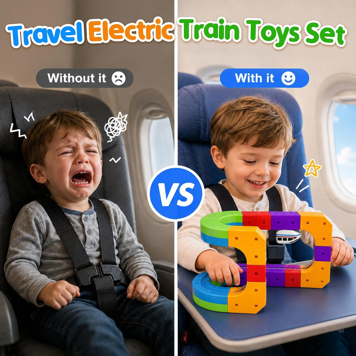Juego de tren eléctrico para niños, 22 piezas de juguete de pista de carreras 3D, juguete de tren de viaje portátil con bolsa de viaje, juguete STEM para niños y niñas de 3, 4, 5, 6, 7, 8 años