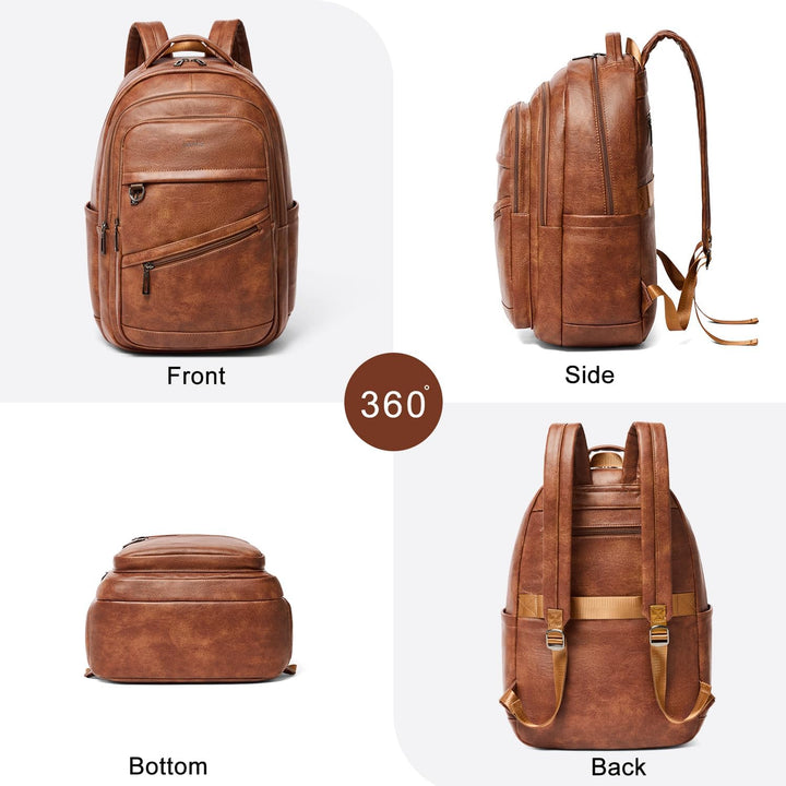 LATMAP Mochila de 43L para mujer: mochila de cuero vegano que cabe...