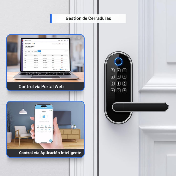 Cerradura inteligente de huellas dactilares Bluetooth con mango y t...