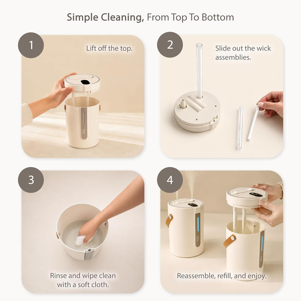 Humidificador inalámbrico para el hogar, dormitorio, oficina, guardería y viajes, carga USB-C, niebla fría