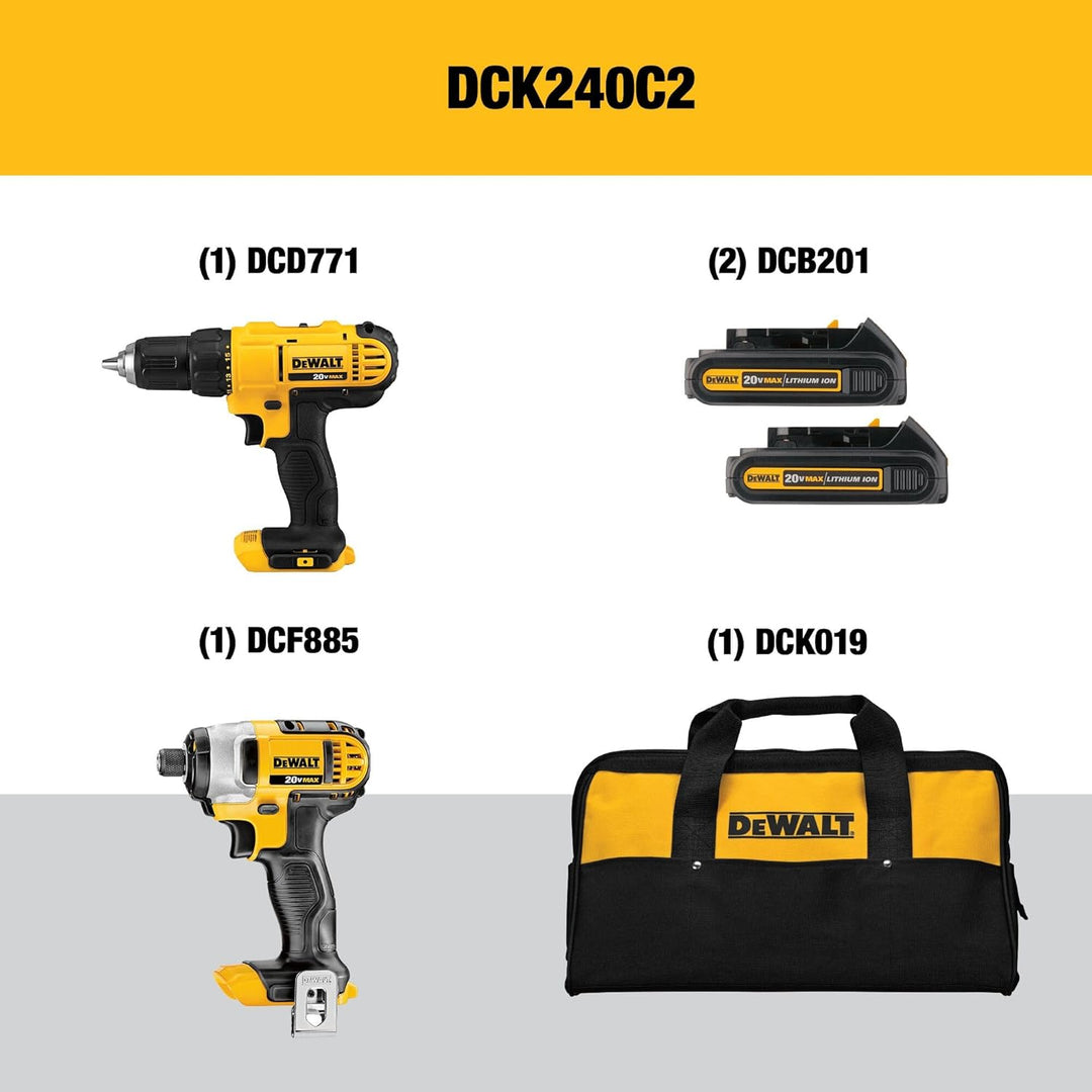 DEWALT Kit de combo de perforación inalámbrico de 20V MAX, 2-Herram...