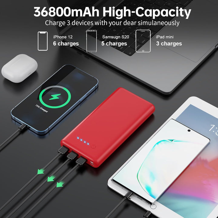 Cargador portátil de 36800 mAh, cargador de batería externa PD de c...