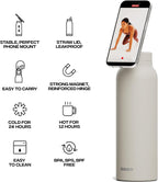 RINGO PRO Botella de agua aislada, soporte magnético para trípode para teléfono, marfil, 24 onzas
