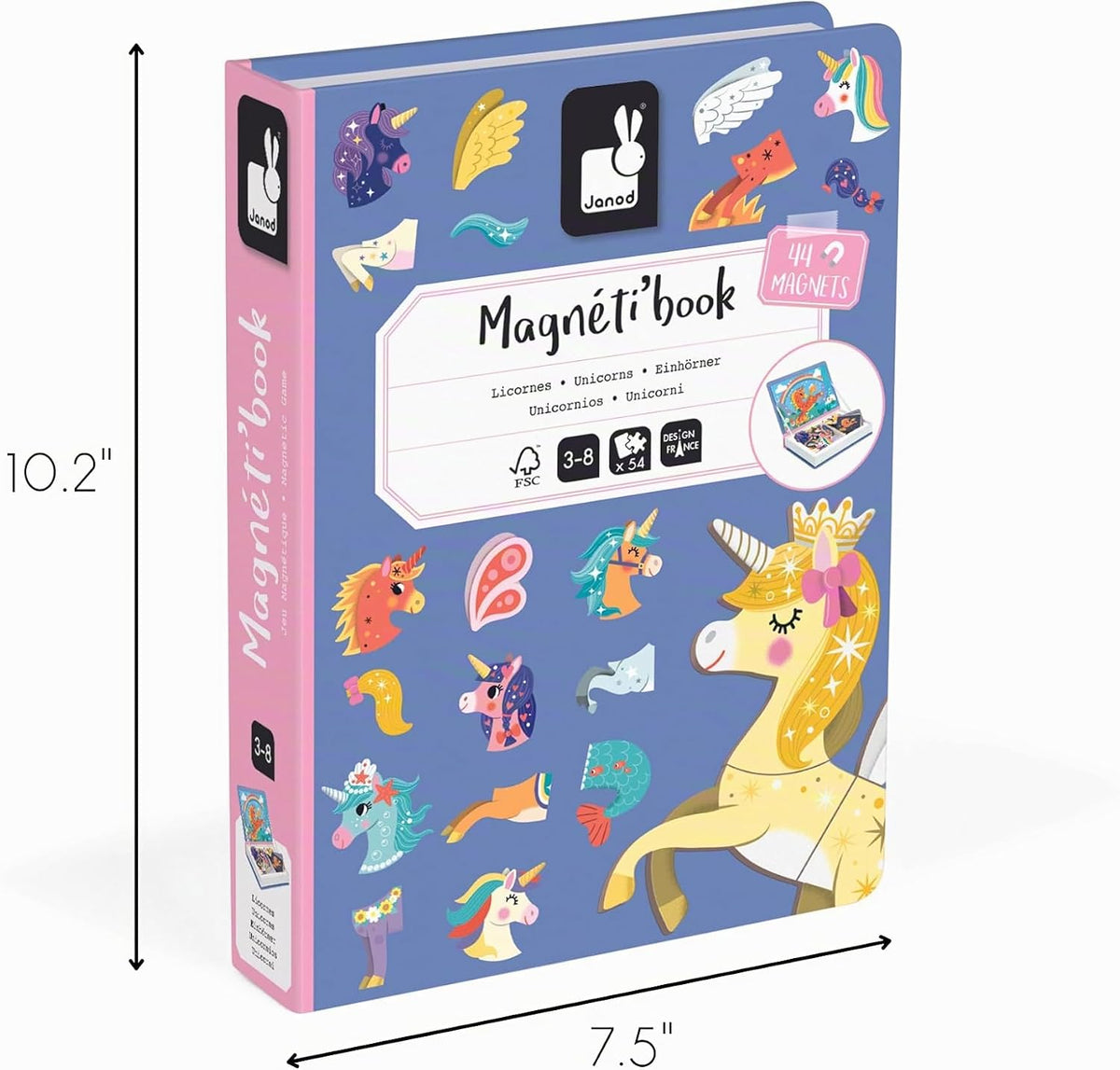 Janod - Magnéti'Book Unicornios - Juego educativo magnético 44 imanes + 10