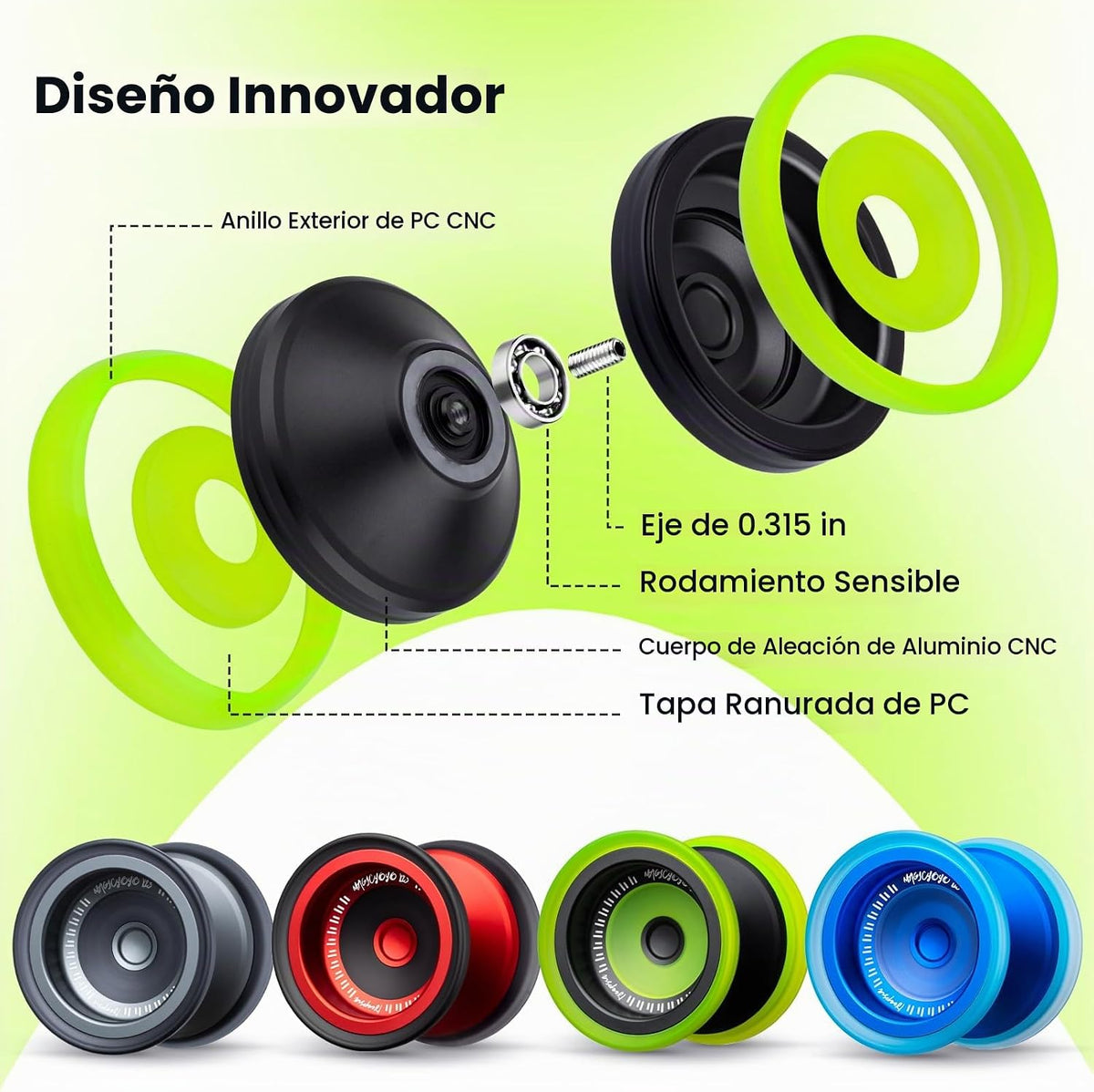 MAGICYOYO Yoyo bi-material V13 para niños, yoyo profesional de doble