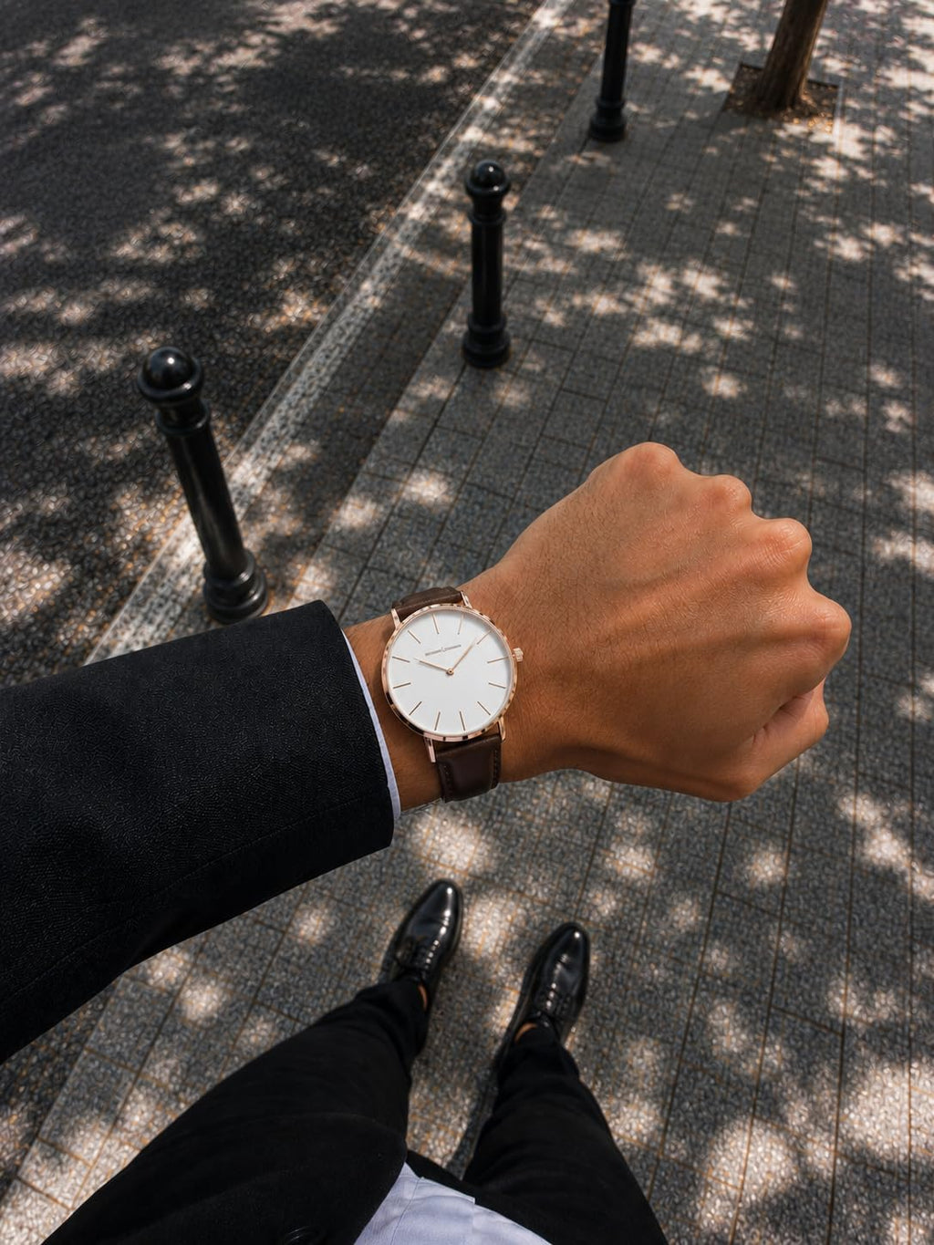 Roberto Marino RM1423 Reloj de lujo para hombre – Cuarzo japonés, correa de cuero, esfera blanca, 3 ATM resistente al agua