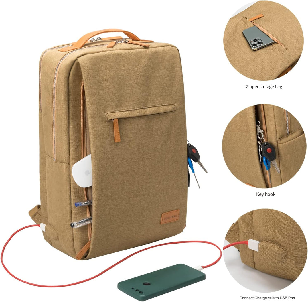NOBLEMAN Mochila para portátil de viaje para hombres, resistente al...