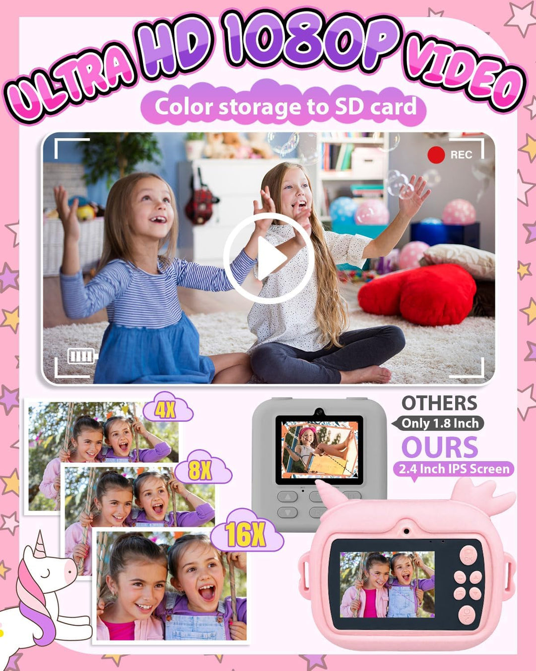 Cámara para niños con impresión instantánea, cámaras instantáneas d...