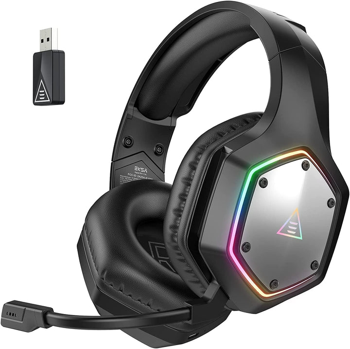 EKSA - Auriculares inalámbricos para juegos, auriculares USB con mi...