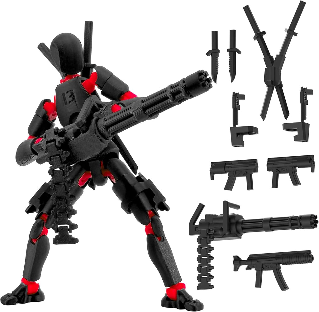 Gatling Gun Titan - Juego de 13 figuras de acción 【Ensamblado】Figura de acción de Robot, Rojo-negro
