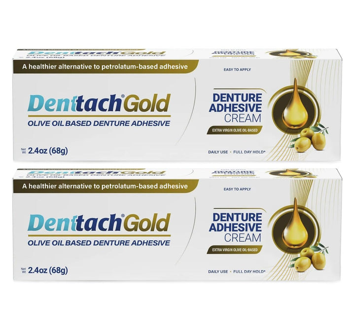 Denttach Gold Adhesivo para Dentaduras, Crema Adhesiva Premium a Ba...
