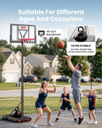 Aro de baloncesto portátil, sistema de canasta ajustable de 5.6-10 pies, aro de baloncesto de 44 pulgadas para exteriores y metas para niños, jóvenes y adultos en el patio trasero, entrada con