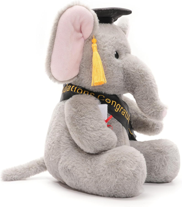 WEIGEDU Juguete de peluche de elefante de graduación, 12 pulgadas |...