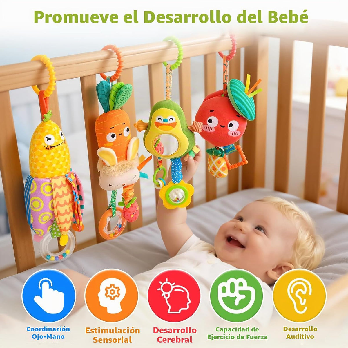 Juguetes de asiento de coche colgando para cochecito de bebé de 0 a 6 meses