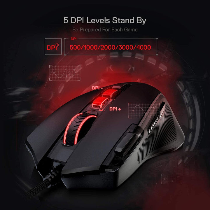 Redragon M612 Predator - Mouse para juegos RGB con cable, 8000 DPI,...