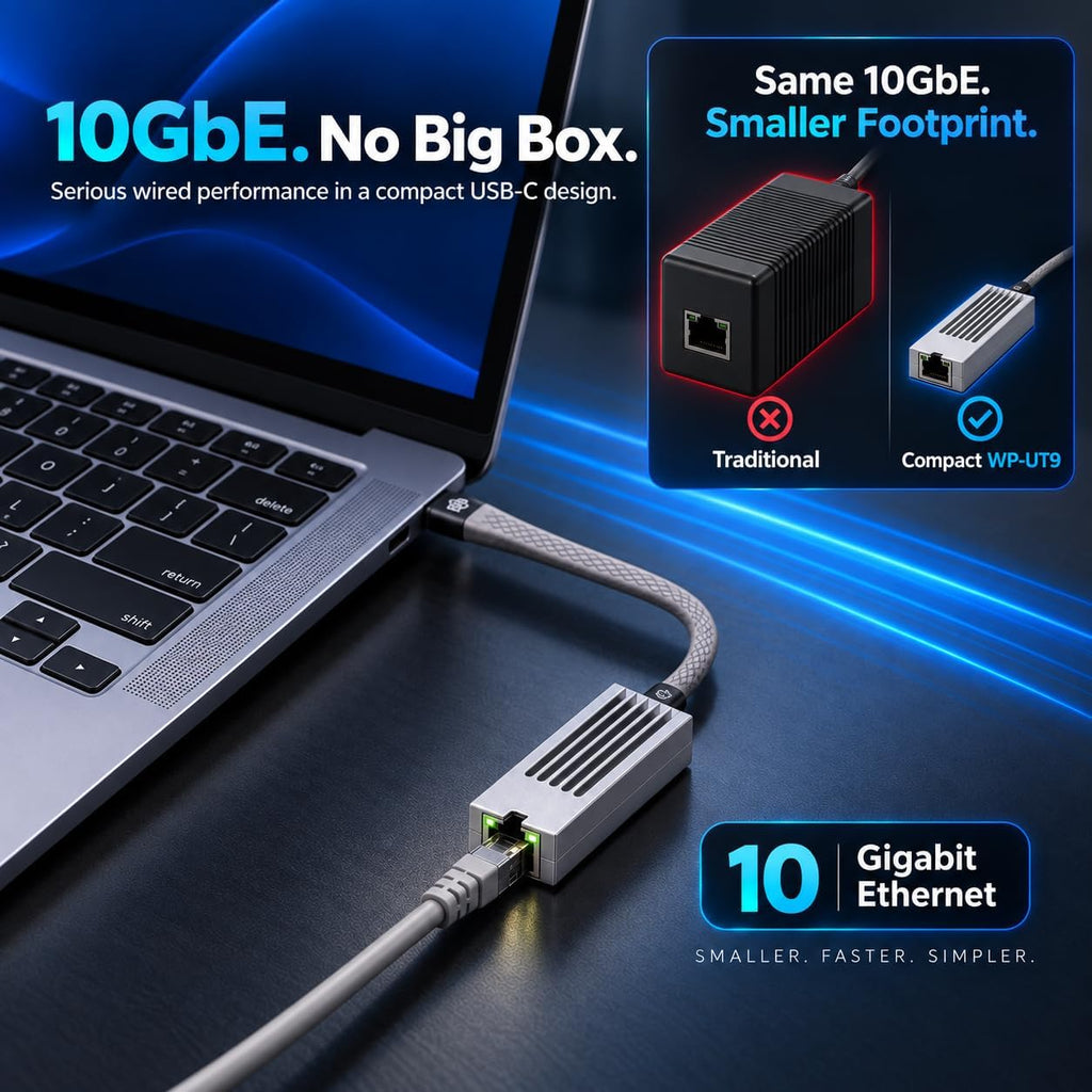 Adaptador USB C a Ethernet de 10 Gb, bajo calor y silencioso, widspii