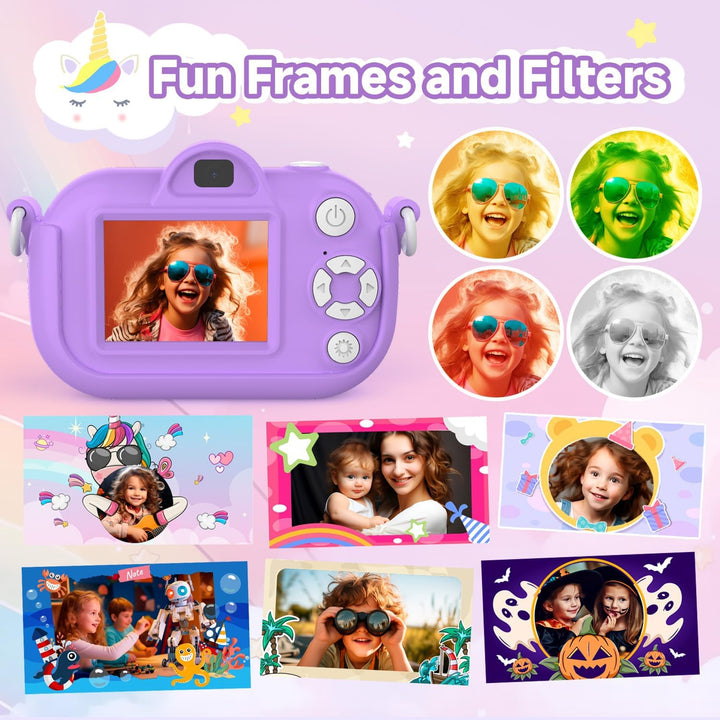 MAVOKIS Cámara digital para niños de 3 a 8 años, cámara 1080P para...