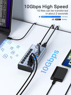 ACASIS, HS707MG-10G, hub USB 3.2 de 7 puertos, alimentado