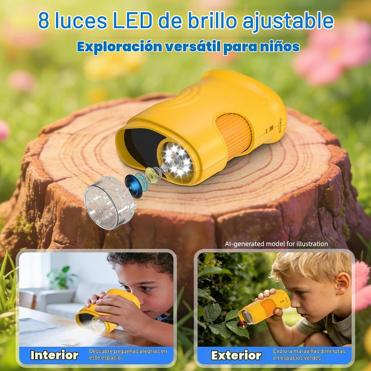 Microscopio digital de mano 1000X para niños, juguetes educativos