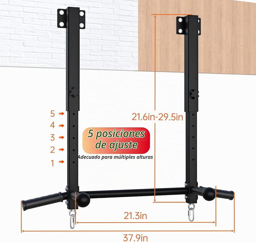Barra de dominadas montada en viga, barra de barbilla montada en la pared de 800 libras, barra de dominadas de altura ajustable para garaje, sótano, patio trasero, viga y montaje en viga, fácil
