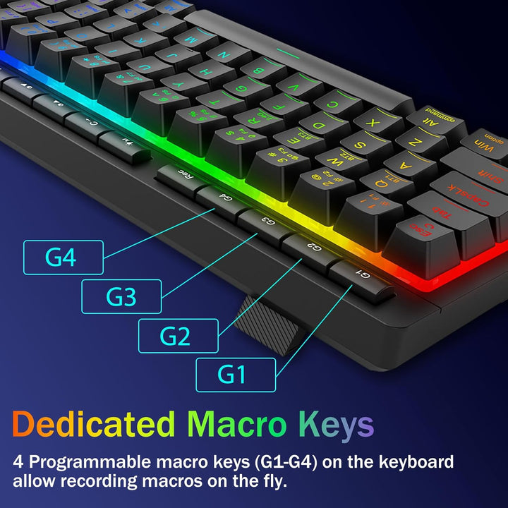 Redragon Teclado Gaming Inalámbrico Portátil, Bluetooth\/2.4GHz\/US...
