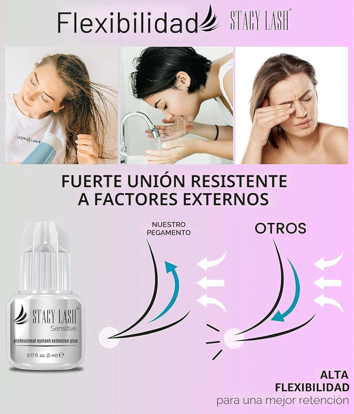 Stacy Lash Pegamento para extensiones de pestañas sensibles, 0,17 f...