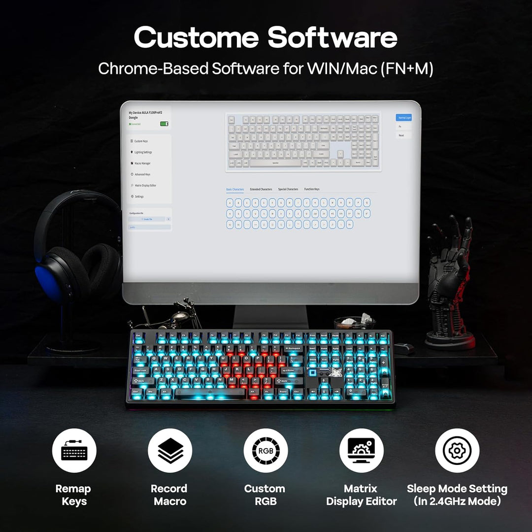 EPOMAKER X Aula F108 PRO V2 Teclado inalámbrico para juegos con bat...
