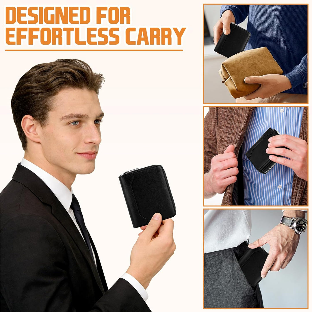 HUANLANG Billetera para hombre con bloqueo RFID, multitarjetero, bi...