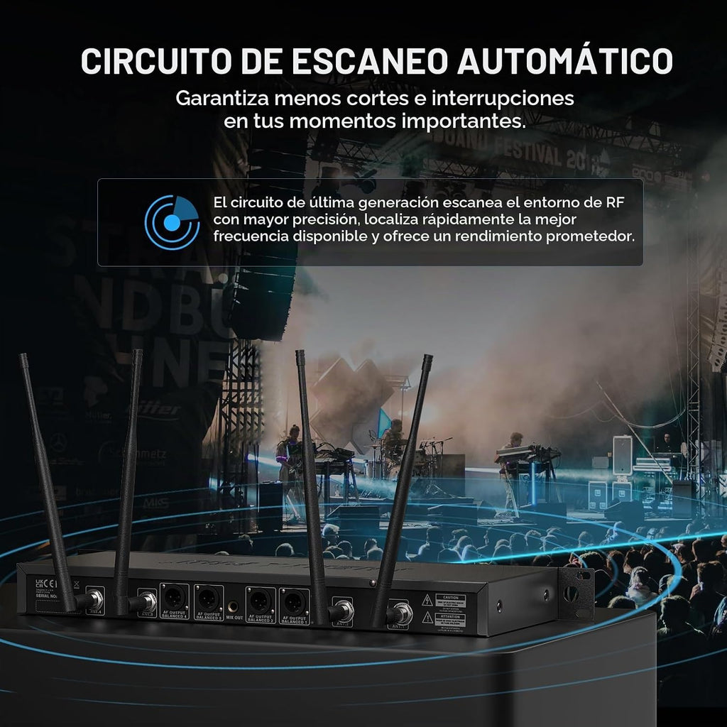 Phenyx Pro Sistema de micrófono inalámbrico de 4 canales