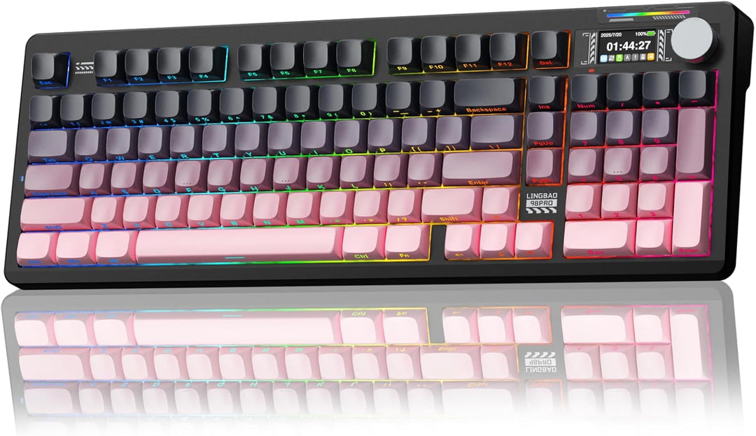 LINGBAO K98 PRO Teclado mecánico inalámbrico, con pantalla y perill...