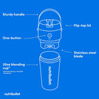 nutribullet Batidora portátil abatible con vaso aislante, inalámbrico, negro, NBPB50350AK