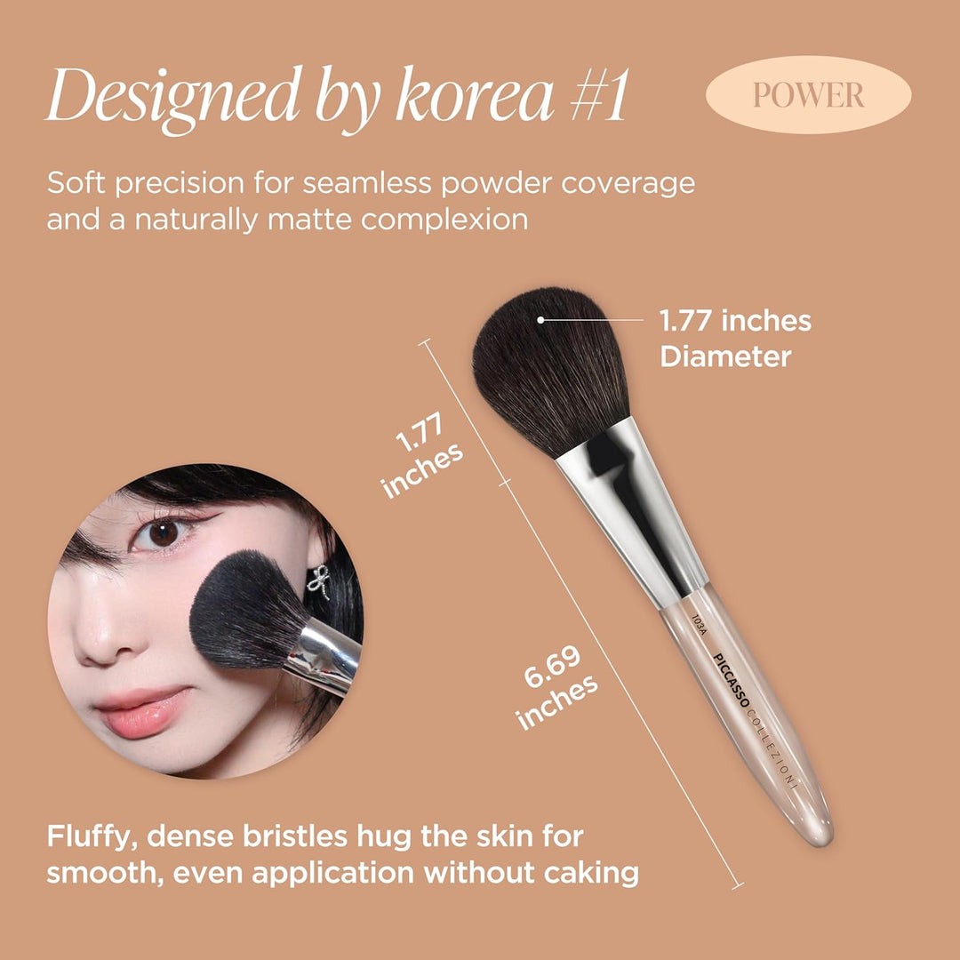 Piccasso COLLEZIONI 103A - Brocha de maquillaje suave para cara, ru...