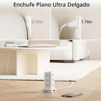 Extension Cord con Multiple Outlets, SMALLRT Flat Plug Power Strip Tower, Outlet Extender con USB 12 AC Outlets, 10FT Ultra Thin Extension Cord para Home Office, Overload Protection