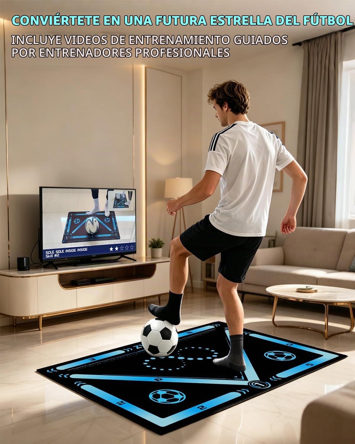 ZVD Tapete enrollado para entrenamiento de fútbol con video, tapete antideslizante para trabajo de pies