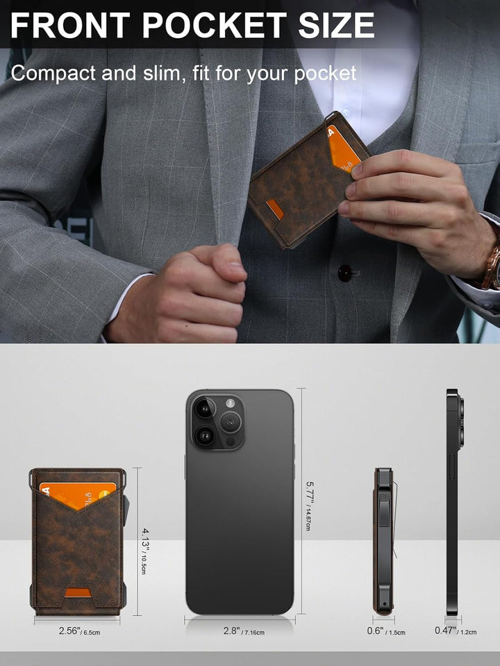 Cartera para hombre RFID con 2 ventanas de identificación y clip pa...