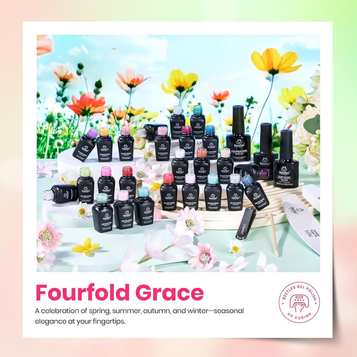 Beetles - Juego de esmaltes de uñas de gel, colección Fourfold Grac...