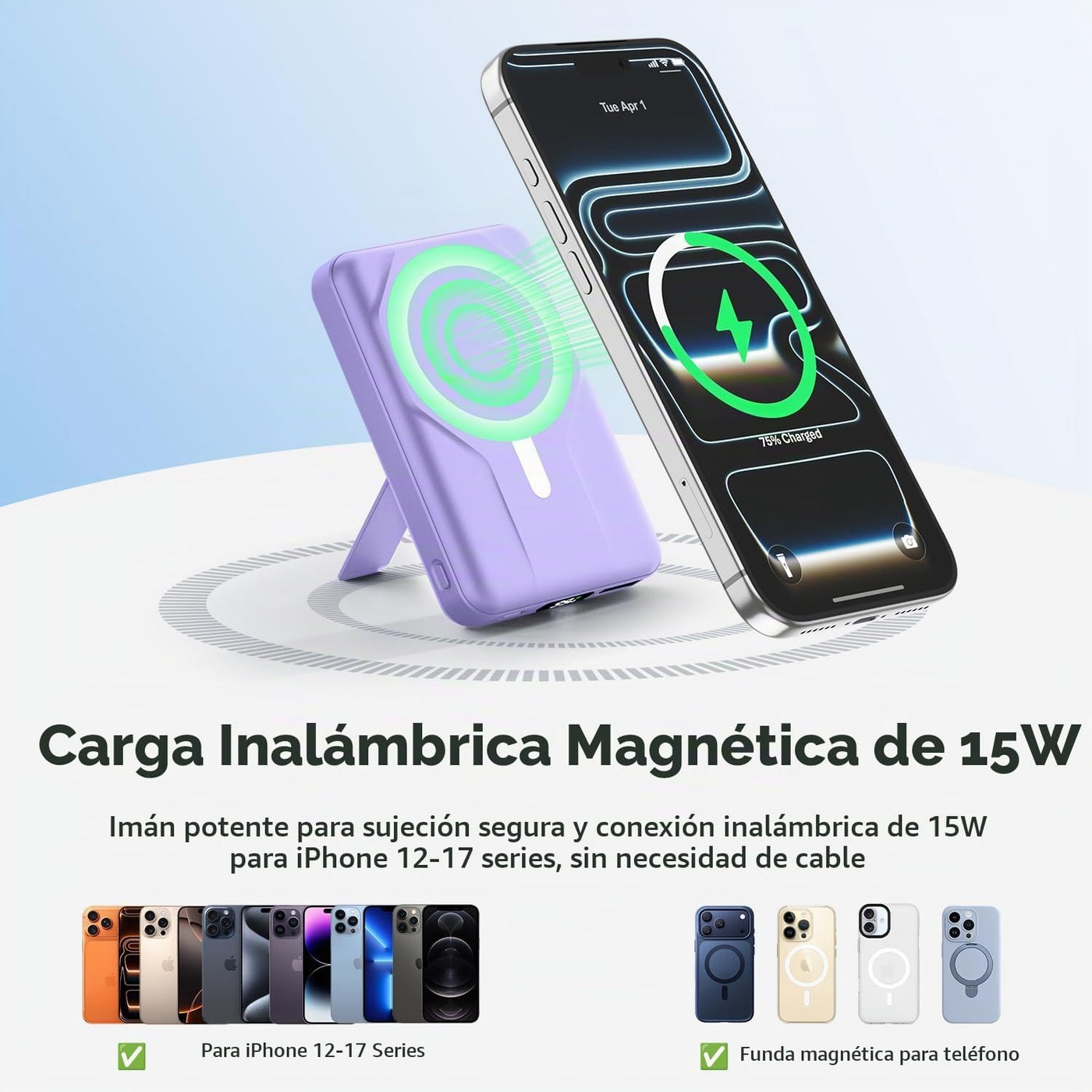 Azmuth Banco de energía magnético, 10000 mAh para batería MagSafe,...