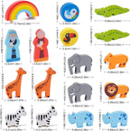 KMTJT Juego de animales de juguete de madera del arca de