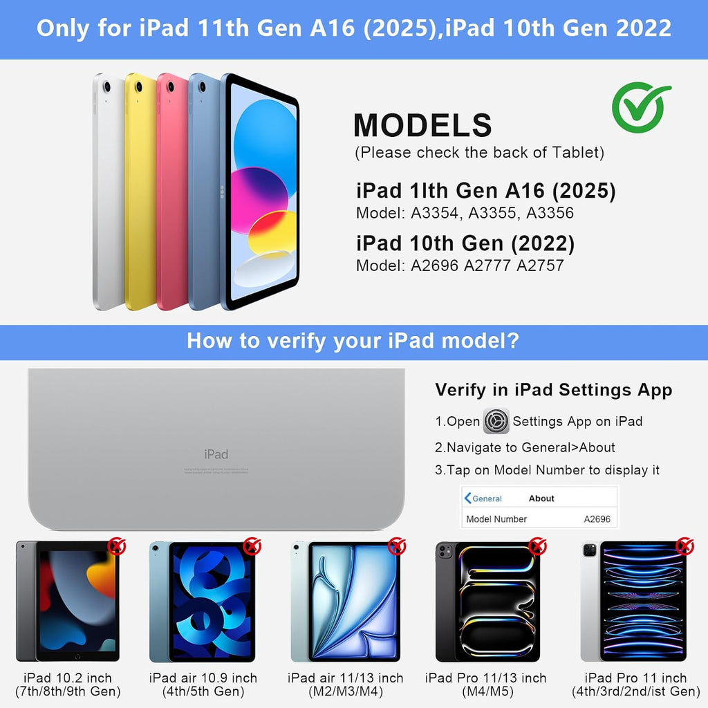 CC Store Funda táctil para iPad A16 de 11ª y 10ª generación con teclado