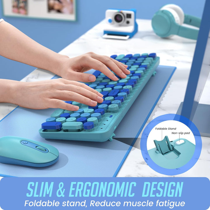 Combo de teclado y mouse inalámbricos, LIZRROT Combo de teclado y m...