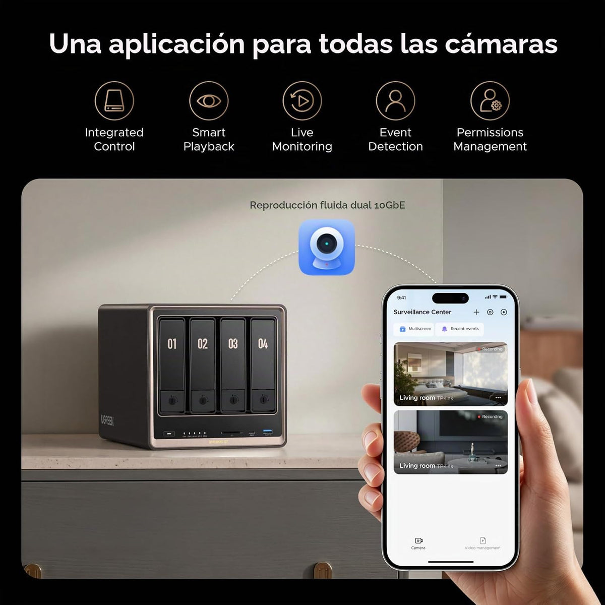 UGREEN NAS DXP4800 GT - Almacenamiento de red de escritorio de 4 ba...