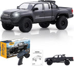 FMS FCX24 TOYOTA TACOMA 1/24 RC Crawler 4x4 RC Truck Crawler, con licencia oficial RC Rock Crawler con transmisión de 2 velocidades, motor de alto par, rodamientos totalmente metálicos, auto RTR RC para adultos (GRAY)