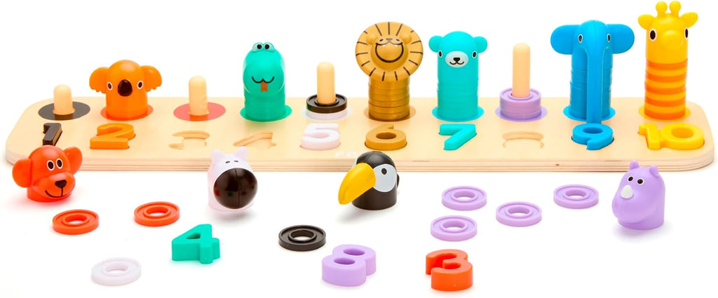 FAO Schwarz Nature Numbers - Rompecabezas de madera para contar, 76 piezas