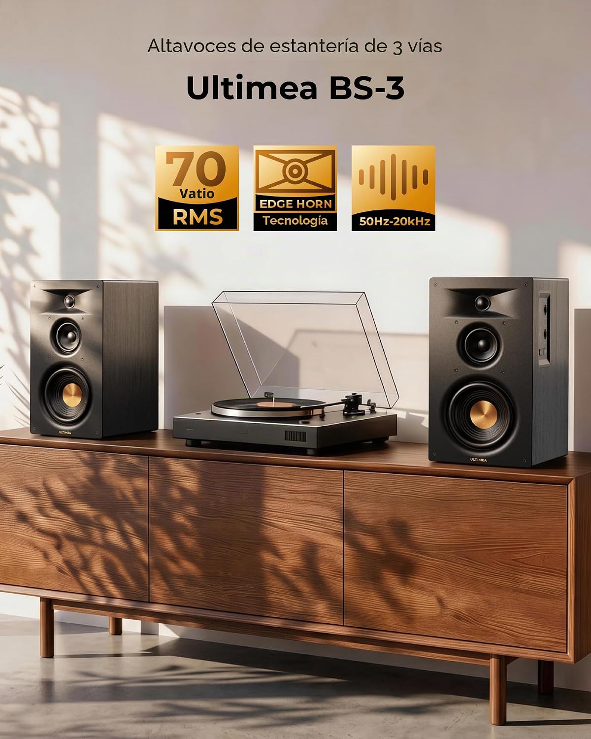 ULTIMEA Altavoces de estantería alimentados por 3 vías, audio de nivel